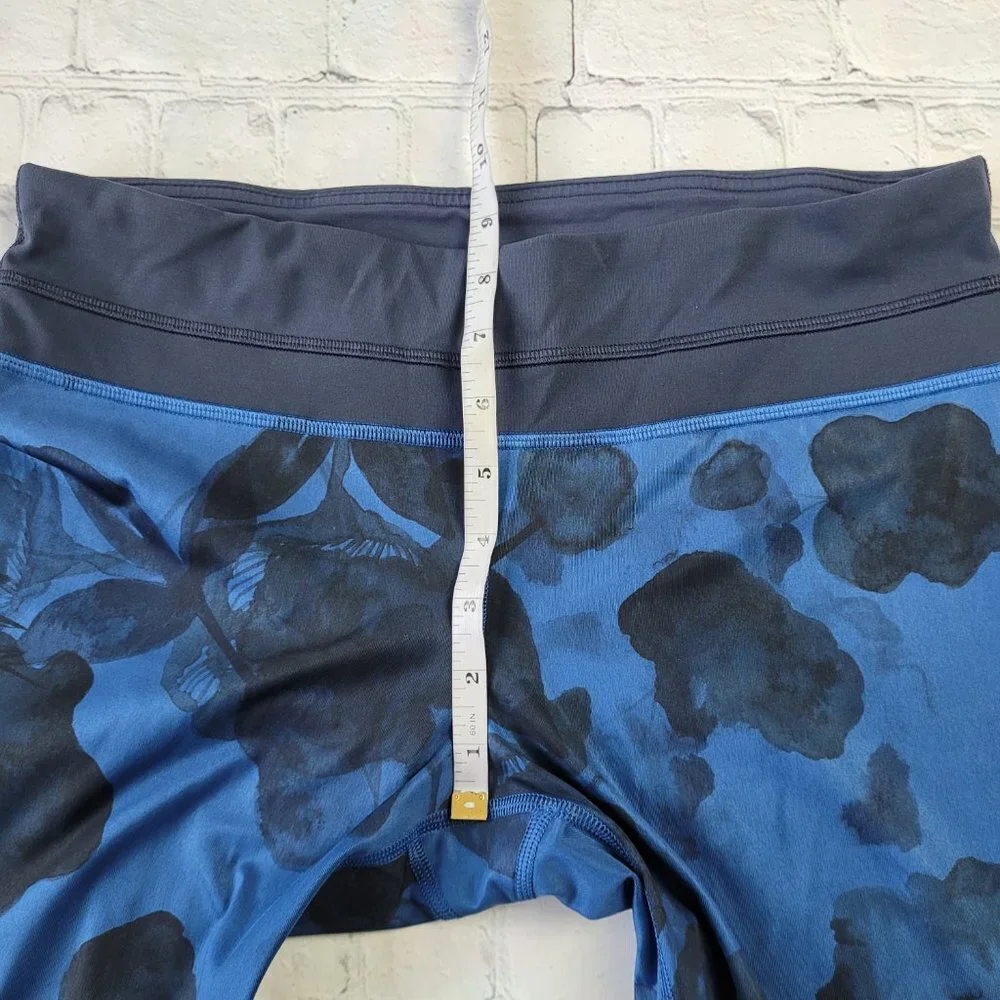 ✅ Lululemon Run Inspire Crop leggings workout tights black blue floral print 8